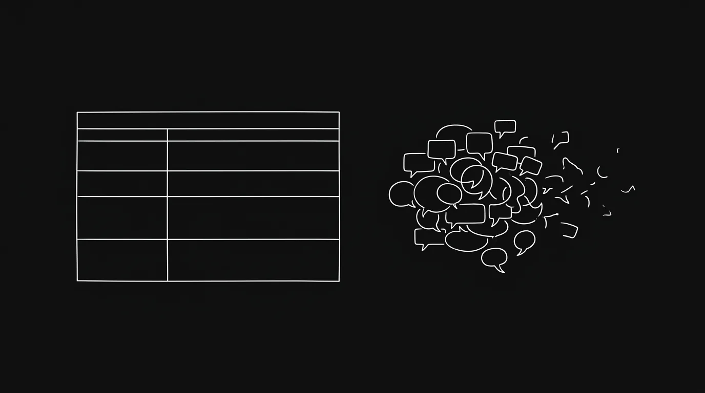 A calm, uncluttered project board on a dark screen with a single focused task open — the visual opposite of a chat window full of pinging notifications